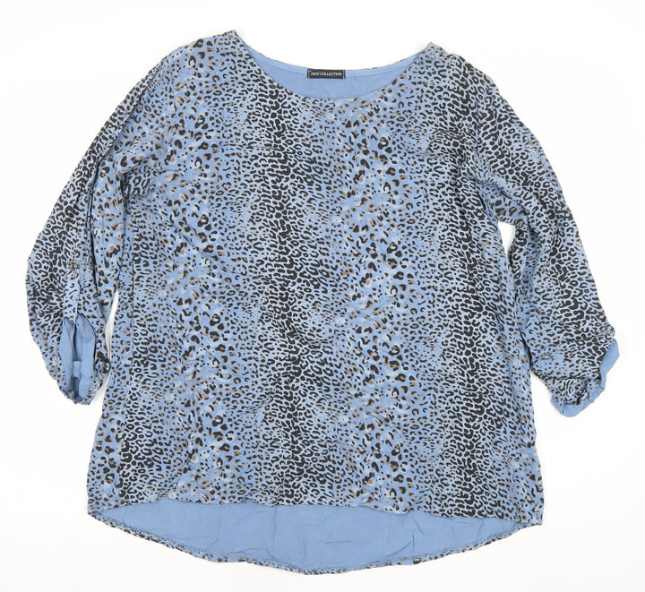 New Collection Women’s Blue Animal Print Viscose Blouse Size 8