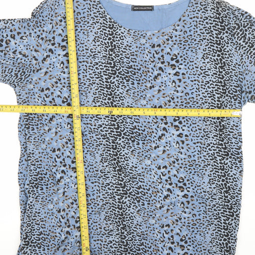 New Collection Women’s Blue Animal Print Viscose Blouse Size 8