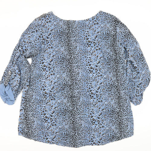 New Collection Women’s Blue Animal Print Viscose Blouse Size 8