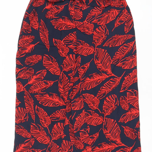 ONLY Womens Blue Red Tropical Wide-Leg Cropped Trousers Size 10