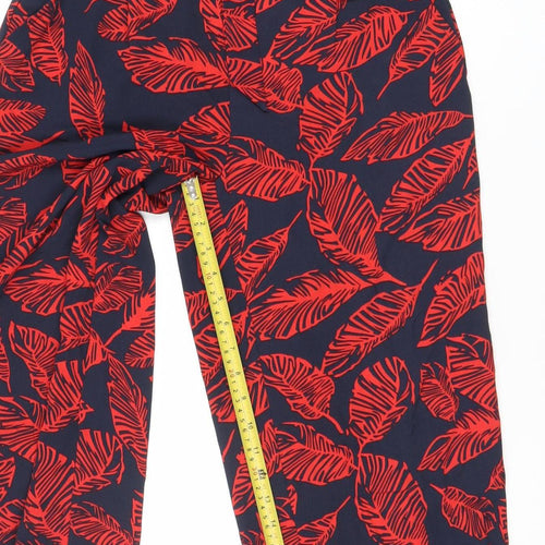 ONLY Womens Blue Red Tropical Wide-Leg Cropped Trousers Size 10
