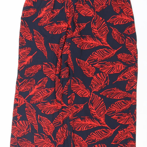 ONLY Womens Blue Red Tropical Wide-Leg Cropped Trousers Size 10
