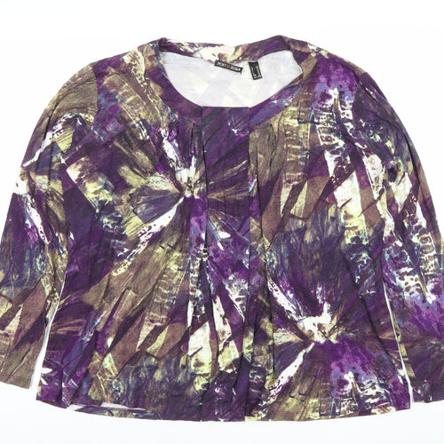Punt Roma Womens Multicoloured XL Tunic Blouse Long Sleeve Scoop Neck
