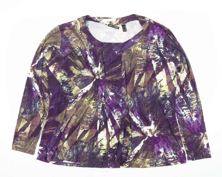 Punt Roma Womens Multicoloured XL Tunic Blouse Long Sleeve Scoop Neck