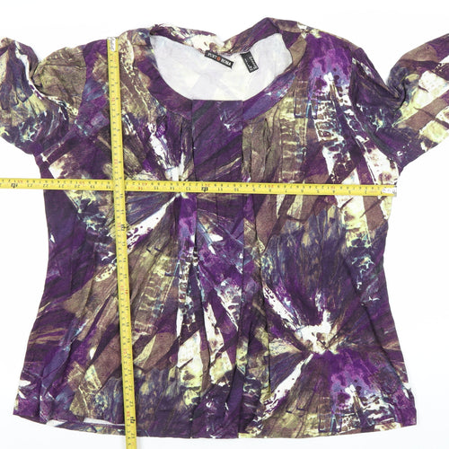 Punt Roma Womens Multicoloured XL Tunic Blouse Long Sleeve Scoop Neck