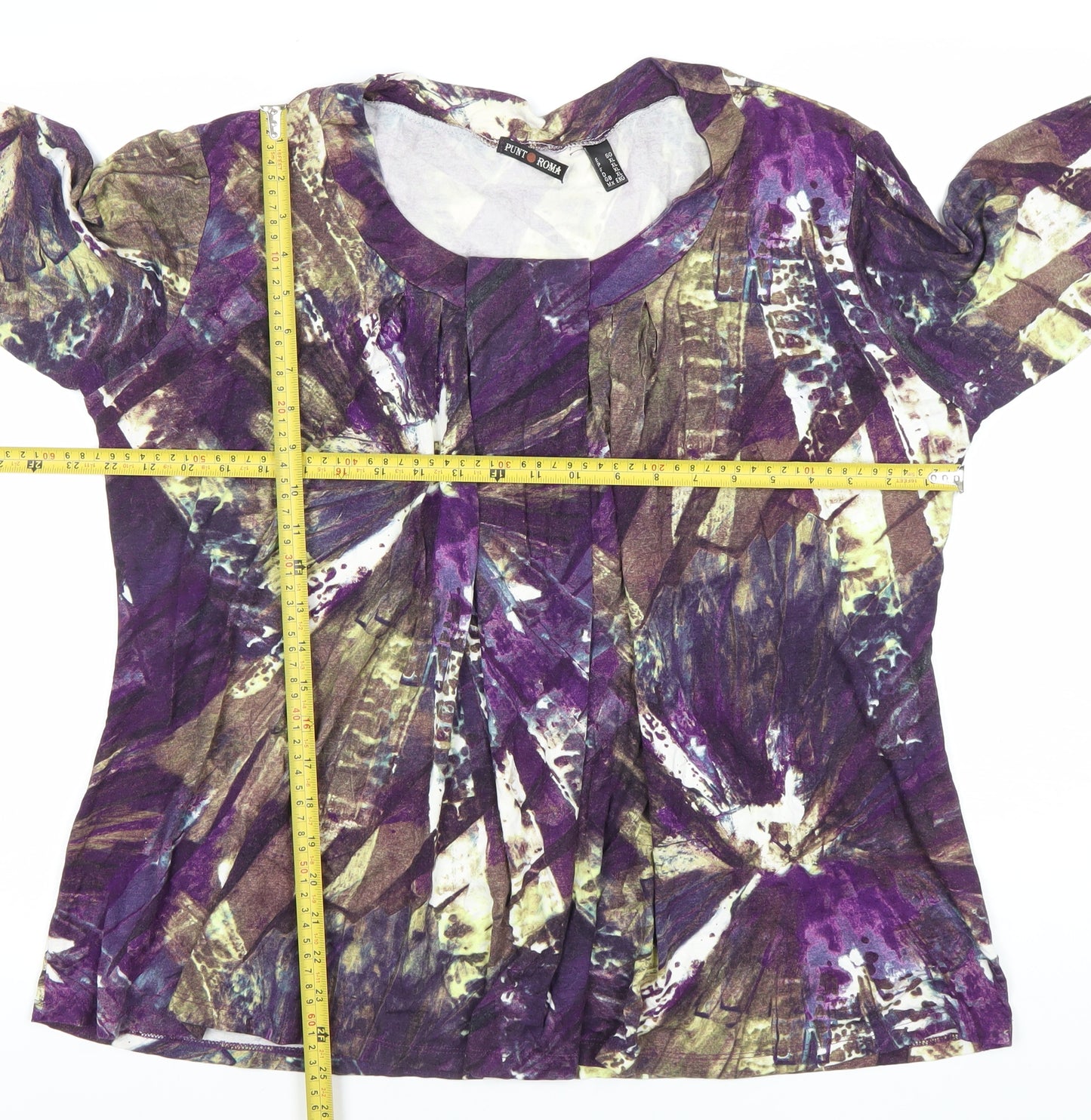 Punt Roma Womens Multicoloured XL Tunic Blouse Long Sleeve Scoop Neck