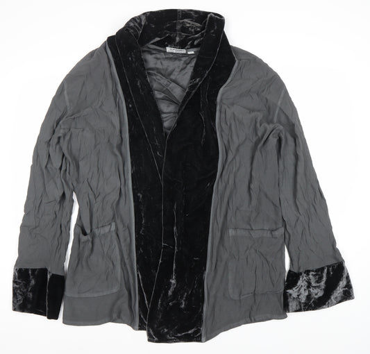 Resource Women’s Grey Velvet Trim Kimono Robe Size M