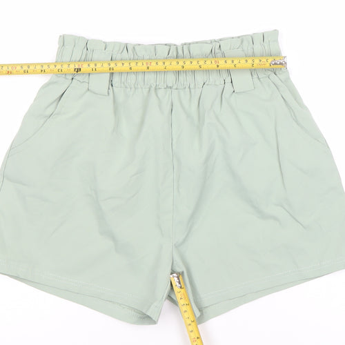 QED London Women’s Green Paperbag Shorts Size M High Waist