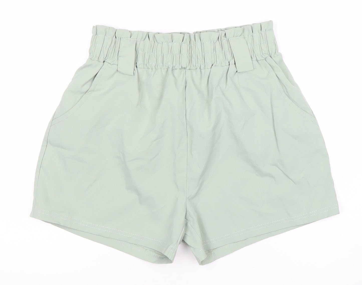 QED London Women’s Green Paperbag Shorts Size M High Waist