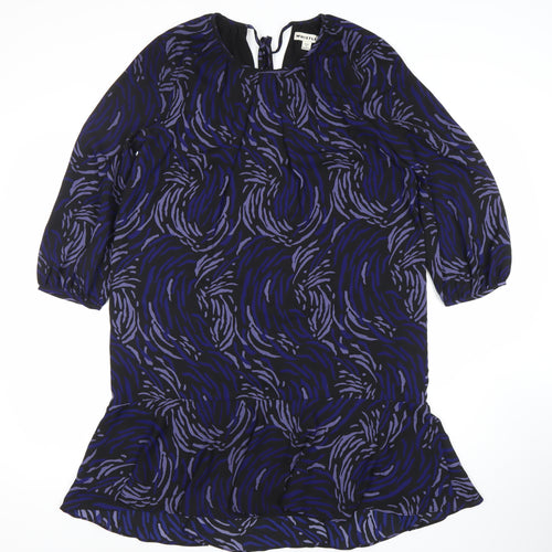 Whistles Women’s Black Purple Shift Dress Size 8 Geometric 3/4 Sleeve