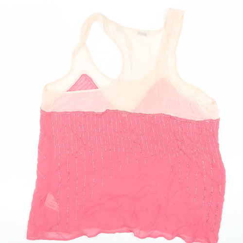 Jack Wills Womens Pink Silk Beaded Tank Top Size 14
