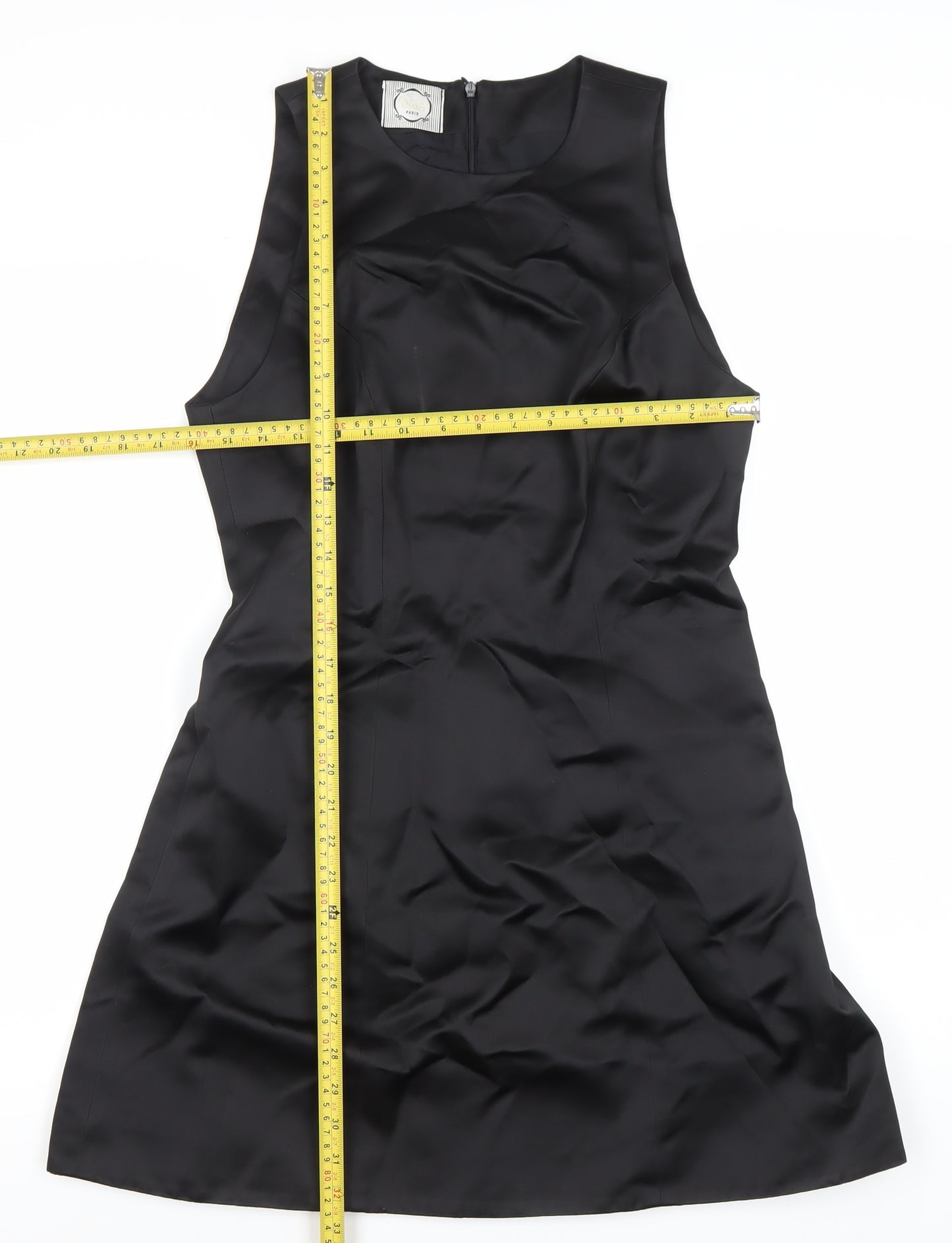 D'Arc Paris Womens Black Shift Dress Size 12 Knee Length Sleeveless