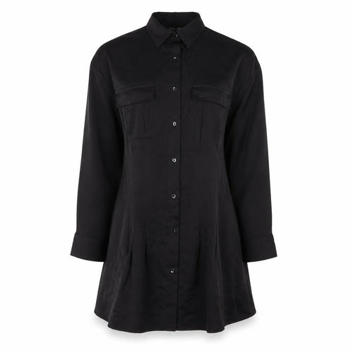 LUC-CE Women’s Black Shirt Dress Size S Collared Buttoned Long Sleeve