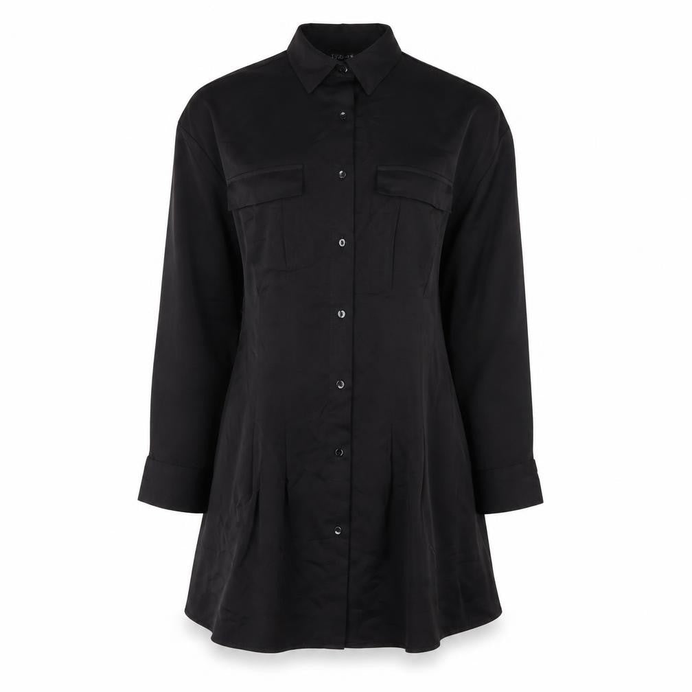 LUC-CE Women’s Black Shirt Dress Size S Collared Buttoned Long Sleeve