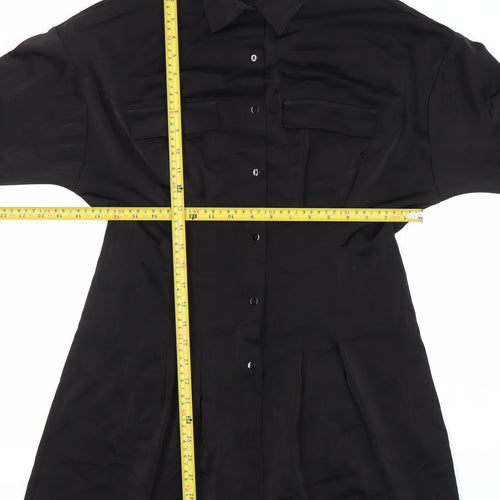LUC-CE Women’s Black Shirt Dress Size S Collared Buttoned Long Sleeve