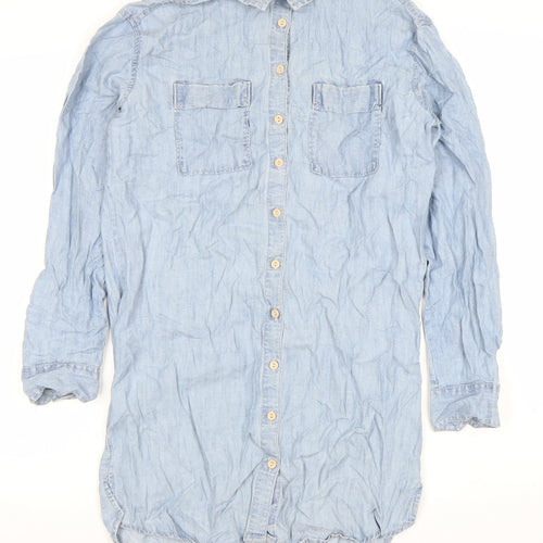Next Women’s Blue Chambray Shirt Dress Size 6 Long Sleeve Casual