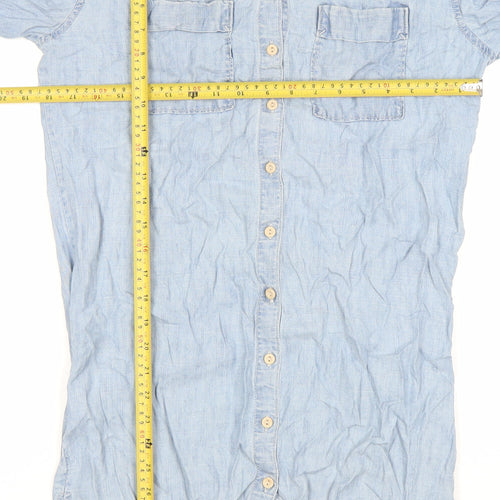 Next Women’s Blue Chambray Shirt Dress Size 6 Long Sleeve Casual