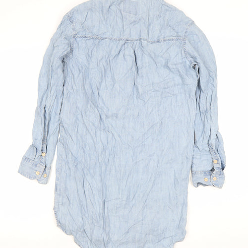 Next Women’s Blue Chambray Shirt Dress Size 6 Long Sleeve Casual