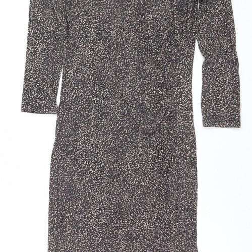 Oasis Womens Black Animal Print Bodycon Jersey Dress Size S