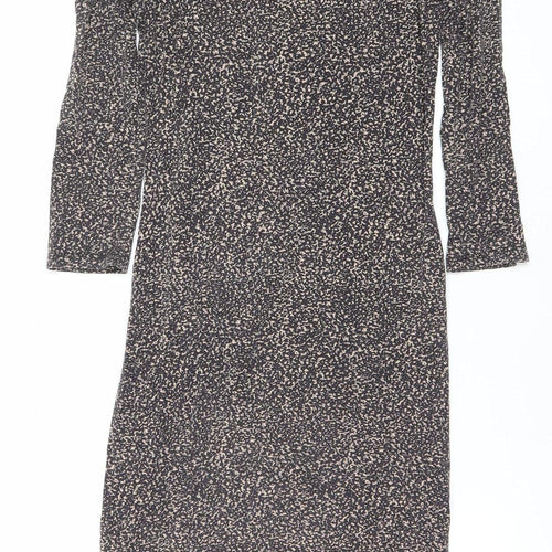 Oasis Womens Black Animal Print Bodycon Jersey Dress Size S
