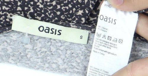 Oasis Womens Black Animal Print Bodycon Jersey Dress Size S