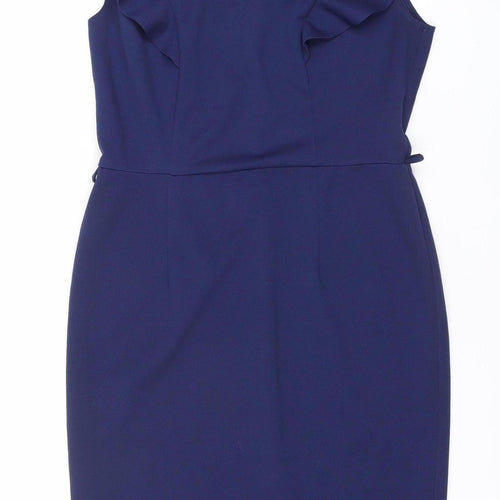 Dorothy Perkins Women’s Blue Size 12 Sheath Ruffle Dress