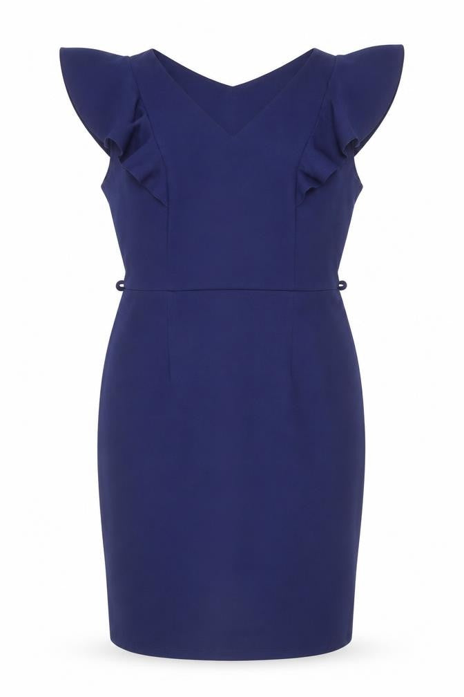 Dorothy Perkins Women’s Blue Size 12 Sheath Ruffle Dress