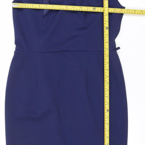 Dorothy Perkins Women’s Blue Size 12 Sheath Ruffle Dress