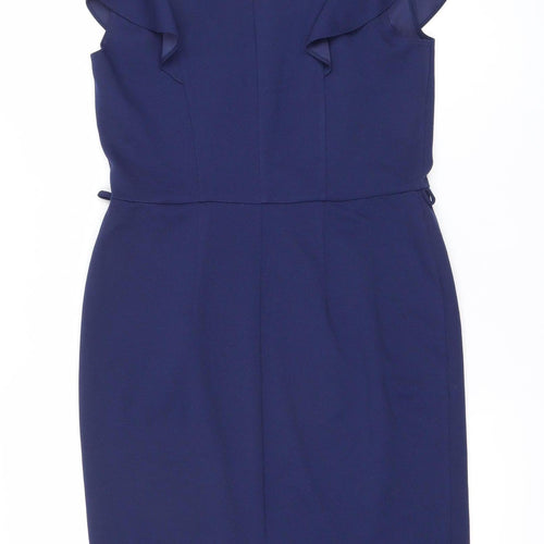 Dorothy Perkins Women’s Blue Size 12 Sheath Ruffle Dress