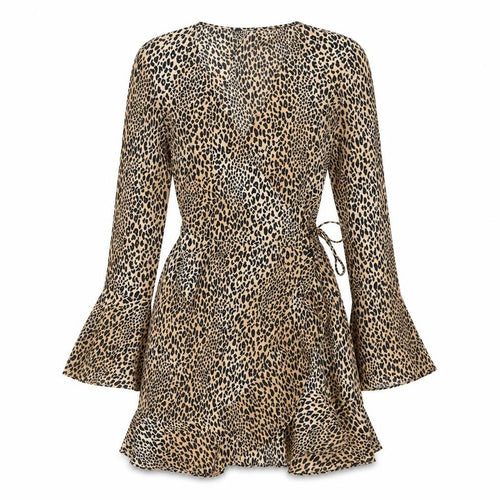 H&M Women’s Beige Leopard Print Bodycon Mini Dress Size 8