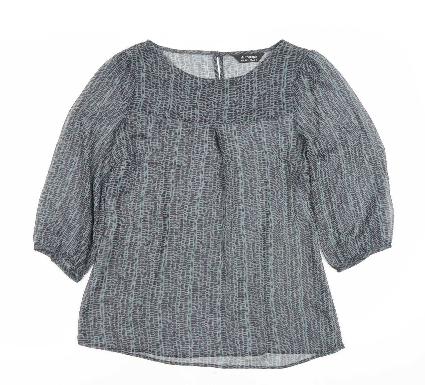 Marks and Spencer Women’s Grey Print Blouse UK 8 Chiffon 3/4 Sleeve