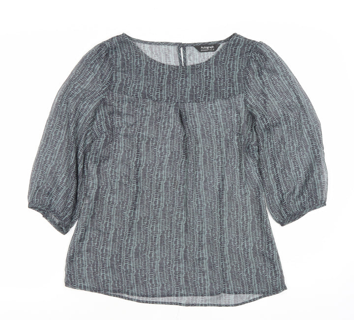 Marks and Spencer Women’s Grey Print Blouse UK 8 Chiffon 3/4 Sleeve