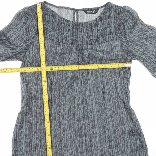 Marks and Spencer Women’s Grey Print Blouse UK 8 Chiffon 3/4 Sleeve