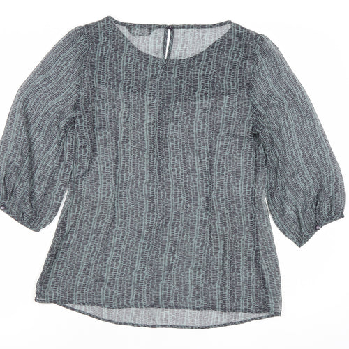 Marks and Spencer Women’s Grey Print Blouse UK 8 Chiffon 3/4 Sleeve