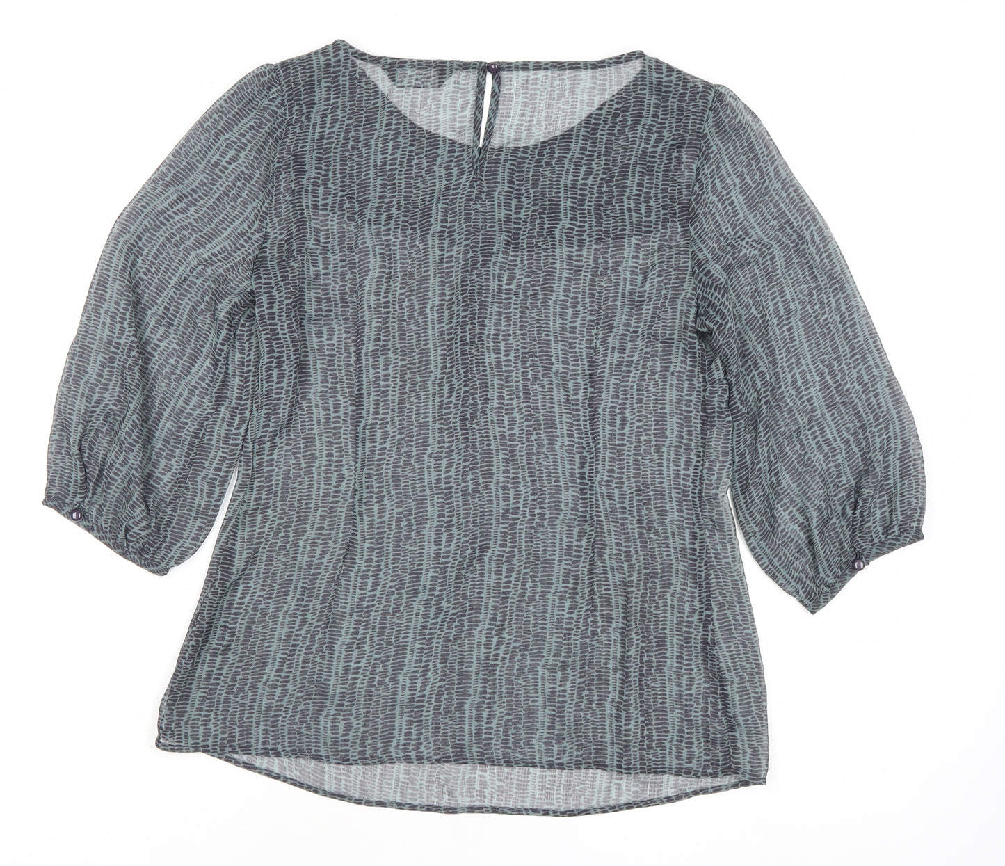 Marks and Spencer Women’s Grey Print Blouse UK 8 Chiffon 3/4 Sleeve