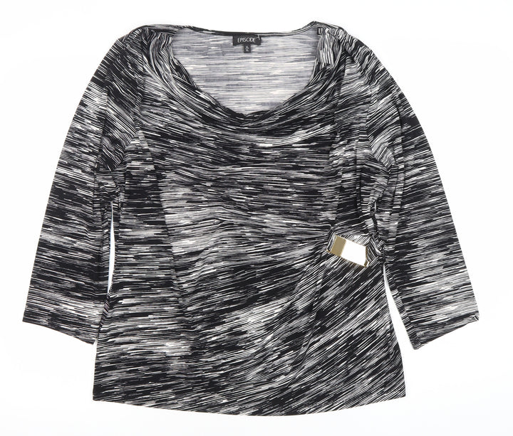 Episode Women’s Black XL Cowl Neck 3/4 Sleeve Blouse