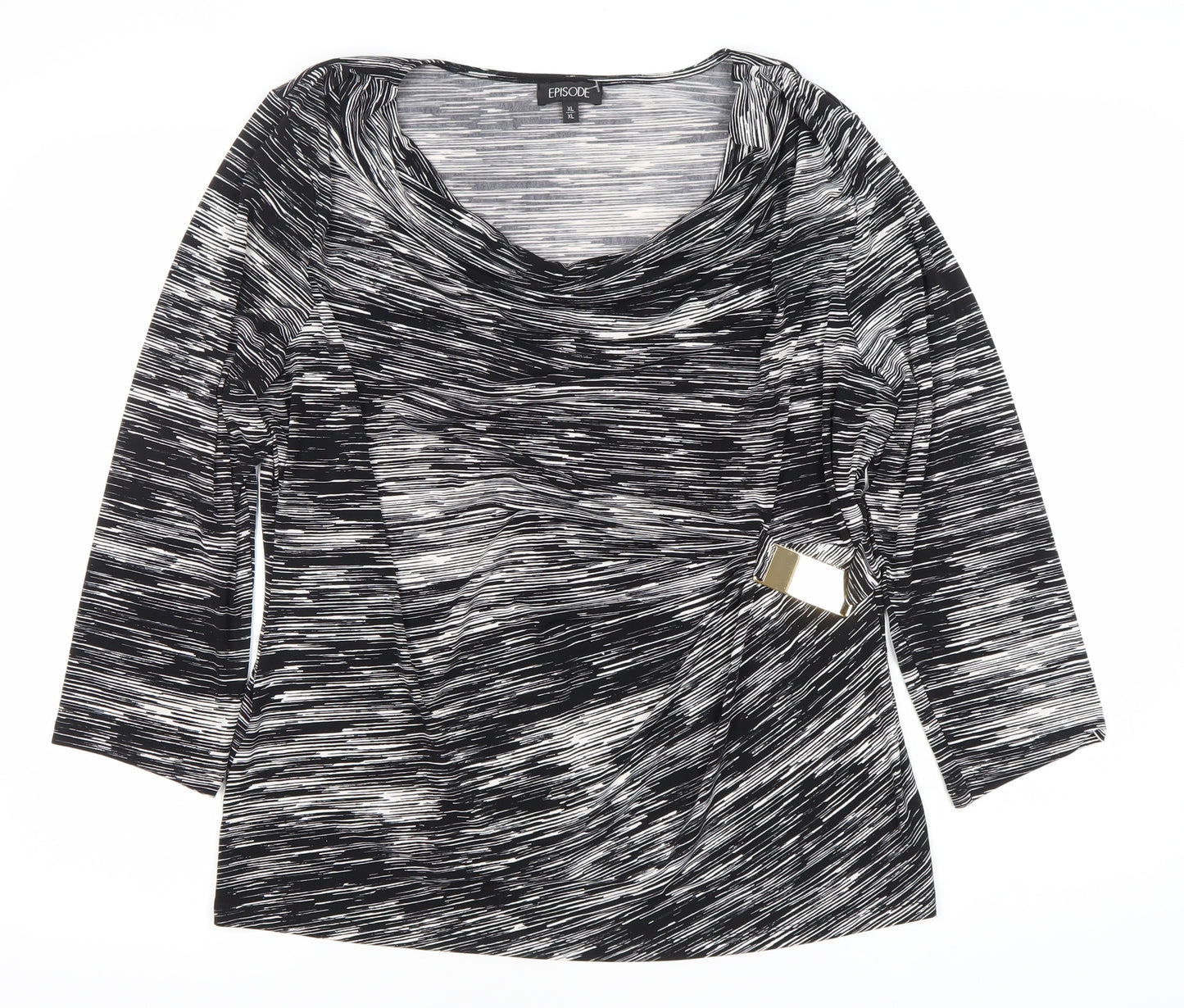 Episode Women’s Black XL Cowl Neck 3/4 Sleeve Blouse