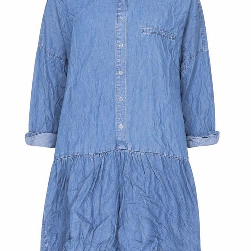New Look Women’s Blue Shirt Dress Size 8 Chambray Long Sleeve