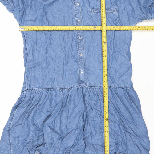 New Look Women’s Blue Shirt Dress Size 8 Chambray Long Sleeve
