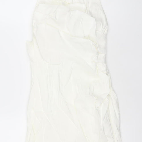 Zara Women Ivory Linen Blend Bodycon Mini Dress Size 12 V-Neck