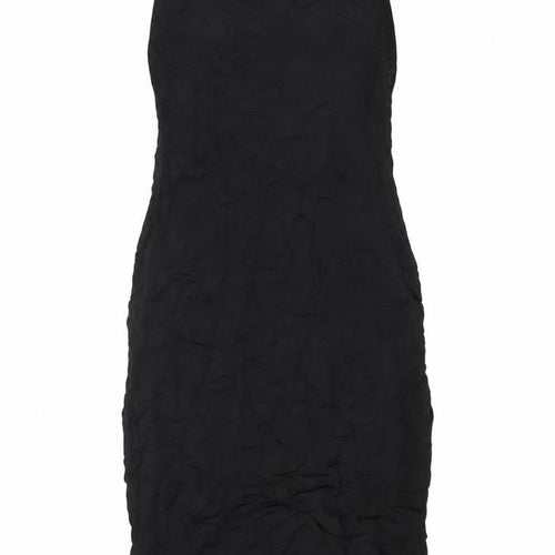 Zara Women Black Strapless Midi Dress Size 6 Linen Blend