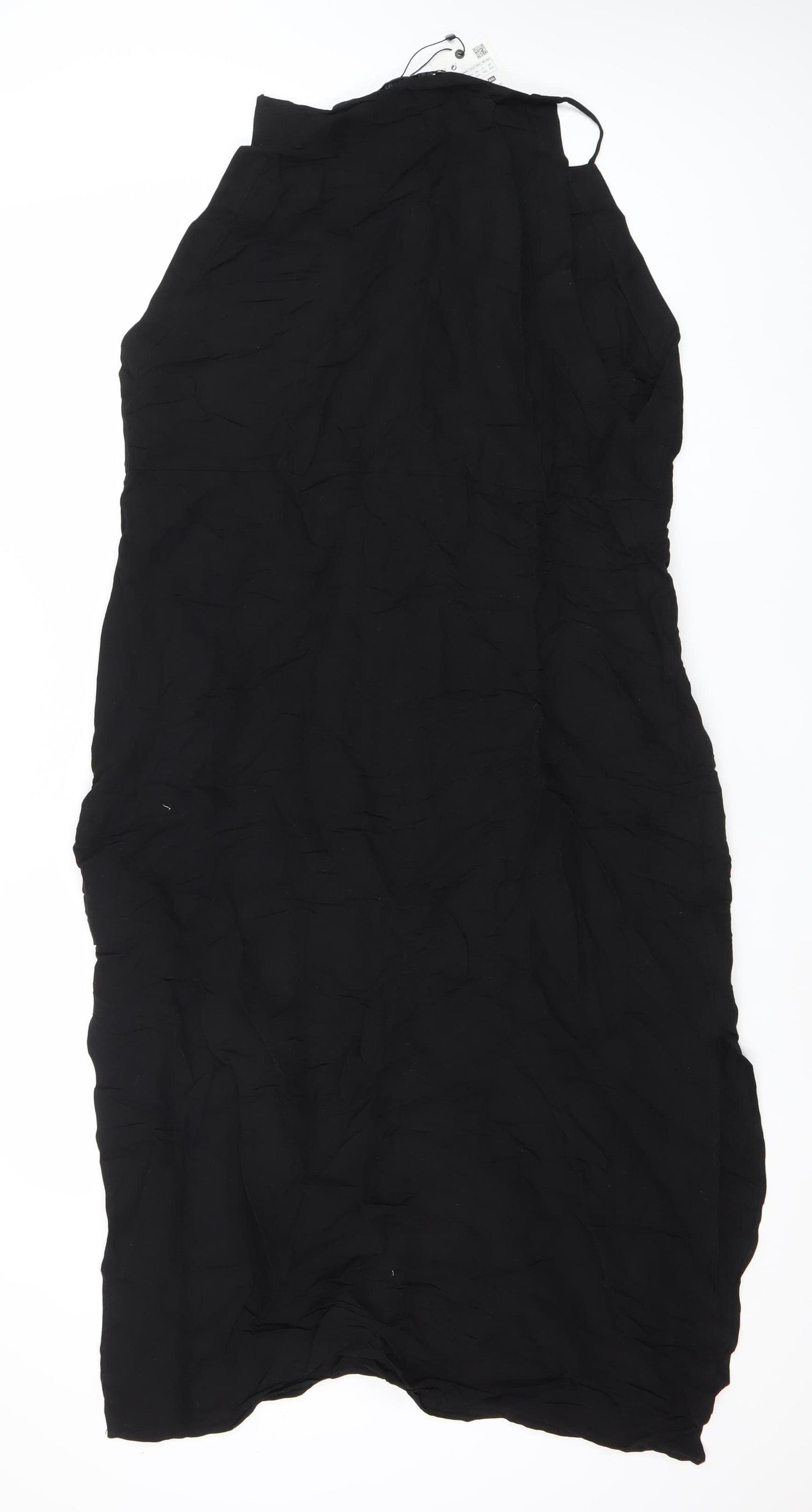 Zara Women Black Strapless Midi Dress Size 6 Linen Blend