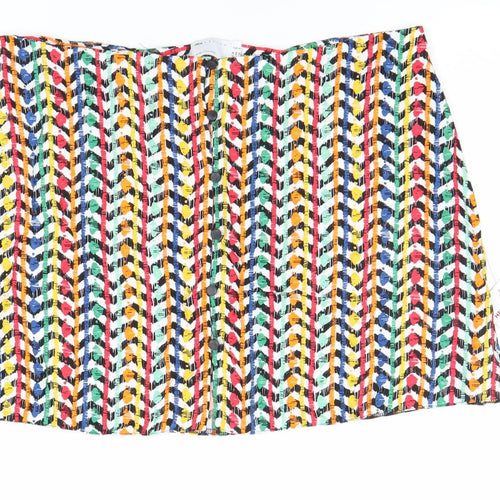 ASOS Women’s Multicoloured Viscose Button Skirt Size 18 Knee Length