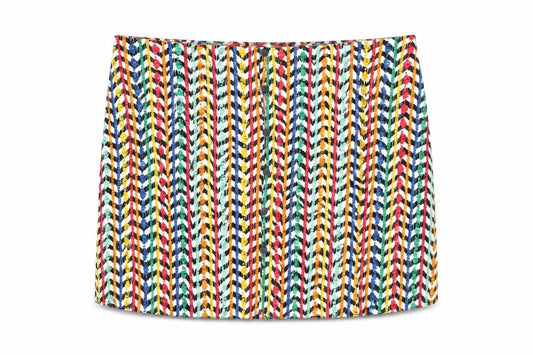 Front view of ASOS Women’s Multicoloured Viscose Button Skirt, size UK 18, Knee Length