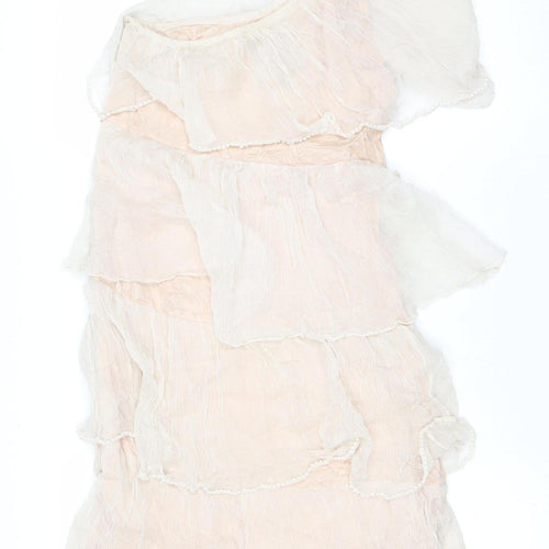 River Island Women’s Beige One Shoulder Asymmetric Dress Size 10