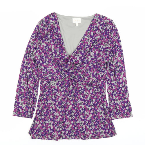 EAST Womens Multicoloured Floral Wrap Blouse Size 10 Viscose