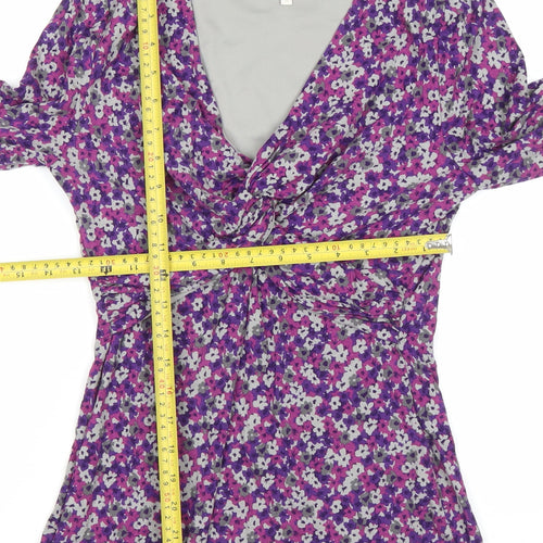 EAST Womens Multicoloured Floral Wrap Blouse Size 10 Viscose