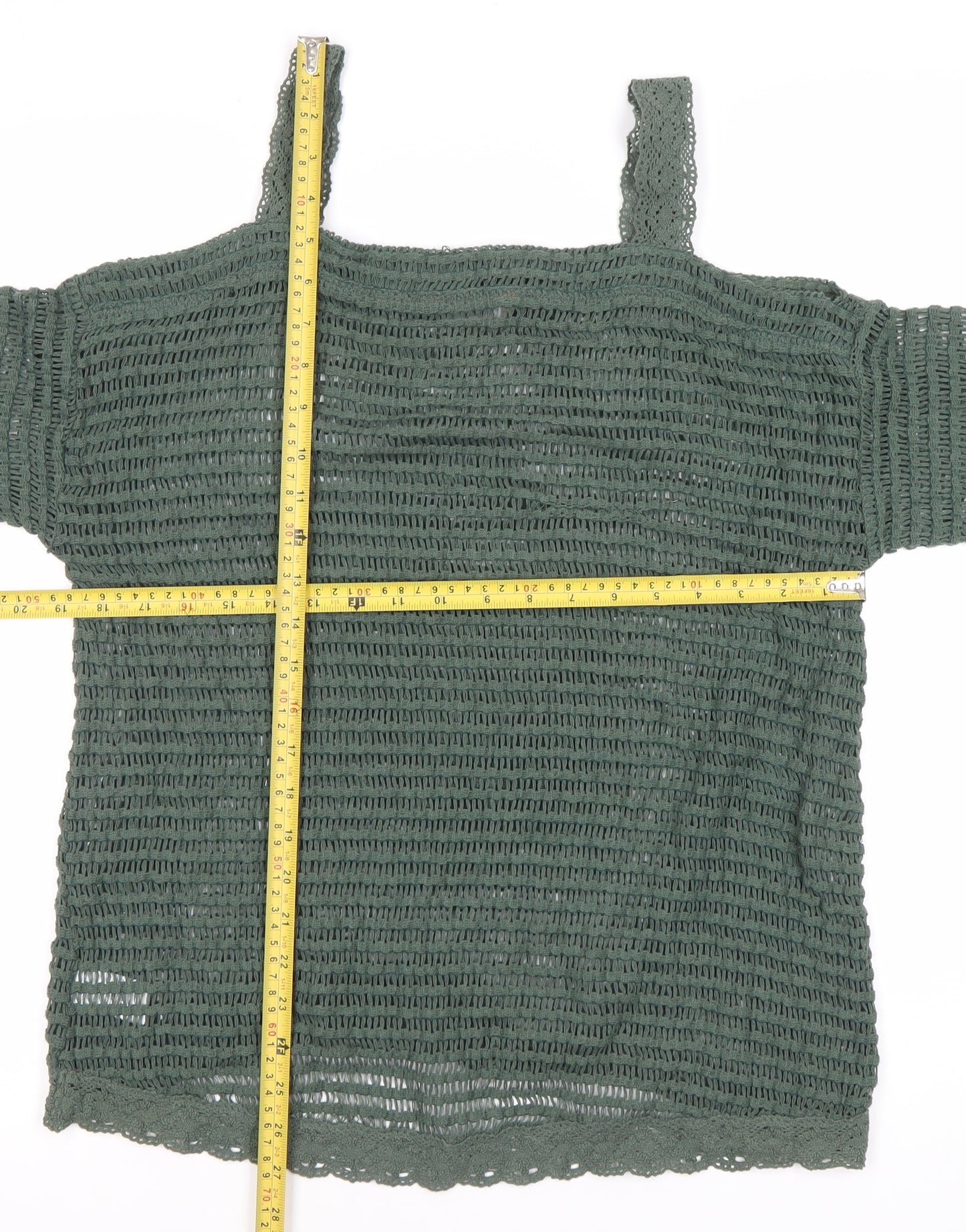 Next Womens Green Open Knit Pullover Jumper UK 10 Regular Square Neck