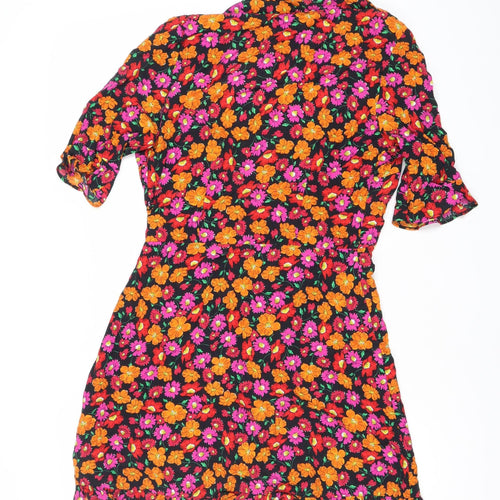Zara Women’s Multicoloured Floral Wrap Dress Size 8 V-Neck Ruffle