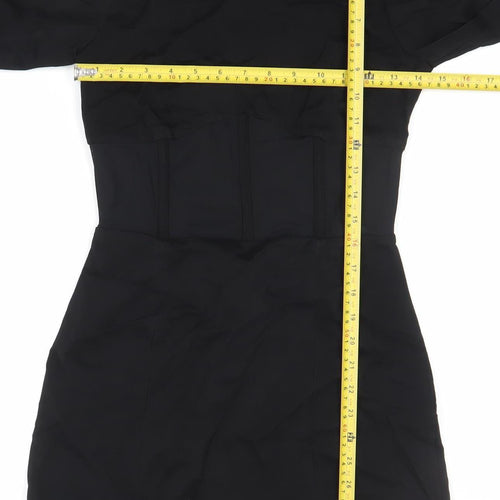 Zara Women’s Black Bodycon Short Dress Size 8 Long Sleeve Partywear